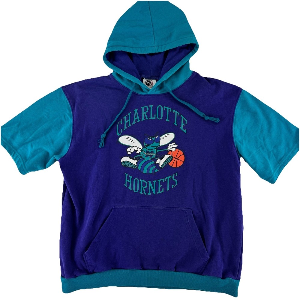 Charlotte Hornets Something Inked Short Sleeve Hoodie Size 2XL Vintage